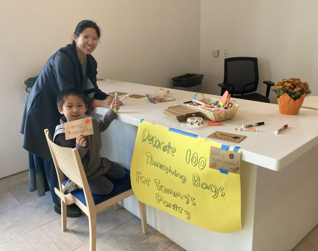 First UCC DC volunteers helped make Thanksgiving boxes festive.
